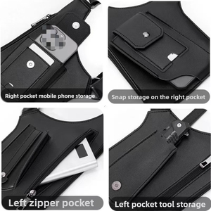 Sac de pêche à double bandoulière, imperméable en PU, multi-poches, sac bandoulière antivol pour l'extérieur, multi-usages - Product Image 6