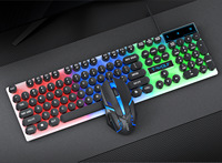 TF210 USB Wired Gaming Keyboard and Mouse Combo, Rainbow LED Backlit, 104 Keys, Punk Style, for PC Gamer & Office