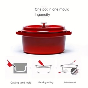 Nồi gang tráng men cao cấp, không dính, nhiều màu sắc, kiểu dáng cổ điển, dụng cụ nhà bếp gia đình, tốt cho sức khỏe, thân thiện với môi trường, bền bỉ - Product Image 3