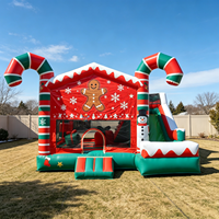 Château gonflable de Noël en forme de maison de bonhomme de neige avec toboggan, en stock, idéal pour les fêtes de Noël et la location d'attractions en centre commercial