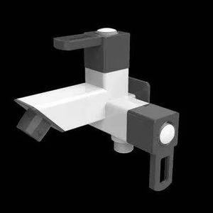 Robinet mural cascade moderne à double sortie, robinet de salle de bain contemporain en blanc et gris - Product Image 3