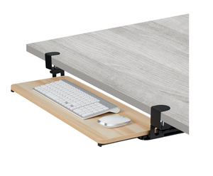 Plateau de clavier de haute qualité, extensible, à fixer sous le bureau, ergonomique, aspect bois, couleur naturelle - Product Image 1