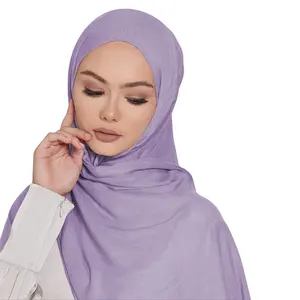 2023 Moslem Headscarf Style New Women Scarfs Muslim Hijabs Monochrome Headscarf Silk Scarf For Women