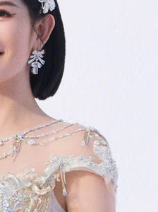 أقراط متدلية جميلة من الزركون بعقدة فراشية ، مجوهرات حفلات نسائية أنيقة ، أقراط فاخرة بحجارة على شكل قطرة ماء ، أقراط متدلية لحفلات الزفاف - Product Image 4