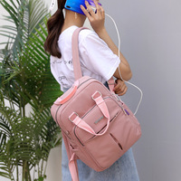 Nouveau sac à dos pour ordinateur portable de style universitaire pour femmes, décontracté, en nylon, avec fermeture éclair, chargement USB, grande capacité, pour les voyages