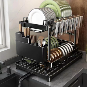 Gran oferta, <span class=keywords><strong>de</strong></span> 2 niveles <span class=keywords><strong>de</strong></span> cocina <span class=keywords><strong>de</strong></span> Metal estante <span class=keywords><strong>de</strong></span> almacenamiento, encimera, <span class=keywords><strong>fregadero</strong></span>, organización, <span class=keywords><strong>escurridor</strong></span> <span class=keywords><strong>de</strong></span> secado <span class=keywords><strong>de</strong></span> <span class=keywords><strong>platos</strong></span> con estante montado en la pared, almacenamiento <span class=keywords><strong>de</strong></span> ollas - Product Image 6