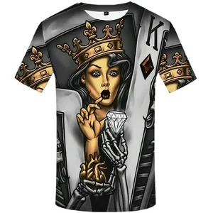Camiseta de Calavera para Hombre, Camiseta de Póker con Estampado, Camiseta Divertida con Estampado de Esqueleto, <span class=keywords><strong>Camisetas</strong></span> Vintage de Anime, Ropa de Manga Corta - Product Image 1