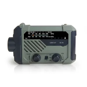 נייד FM AM WB יד כננת 2000Mah שמש מזג אוויר הישרדות רדיו דינמו USB טלפון מטען LED פנס