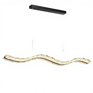 Premium Feeling Ice Crackle Hotel Restaurant Bar LED Pendant Light Black Elegant Living Room Office Iron Dimmable Middle Long - Product Image 6