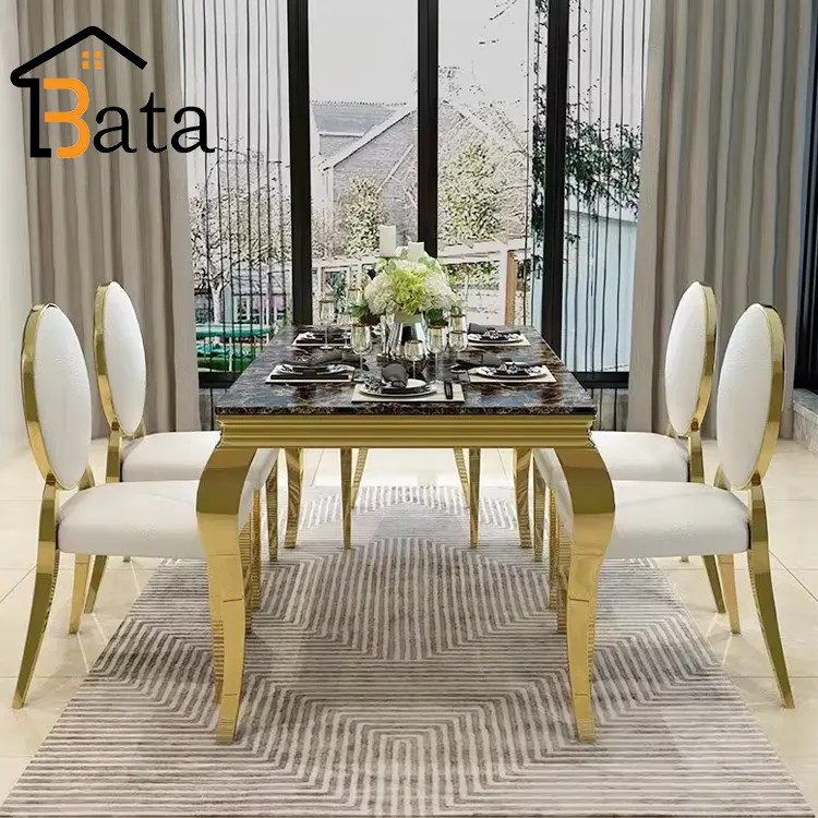Offre Spéciale personnalisable nouveau luxe moderne salle à manger meubles de maison 6 chaises de salle à manger ensemble de table à manger en marbre