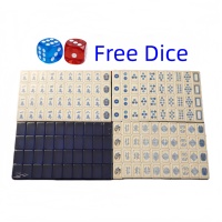 Tuiles de Mahjong Américaines de Luxe Gravées, Bleues, Thème Nature, Portables, Faciles à Ranger, Idéales pour les Voyages en Extérieur