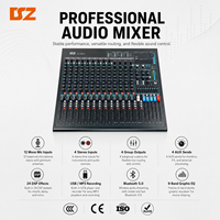 Console de mixage audio simulée à 16 canaux et 4 groupes avec MP3, Bluetooth, USB et indicateur lumineux LED