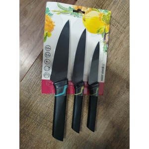 <span class=keywords><strong>Noticias</strong></span> 2025 Juego de cuchillos de 3 piezas Hojas antiadherentes con revestimiento negro Juego de cuchillos populares de Rusia - Product Image 4