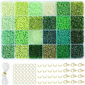 10000 pièces 24 couleurs 3mm petites perles de verre <span class=keywords><strong>Kit</strong></span> Morandi couleur Bracelet faisant adultes enfants bricolage perles bijoux accessoires - Product Image 1