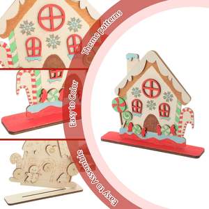 Kit Lukisan Kayu DIY Gingerbread Natal, Kerajinan Kayu, Kit Seni Lukis Tangan, Set Mainan Belajar Menggambar untuk Anak-Anak - Product Image 4