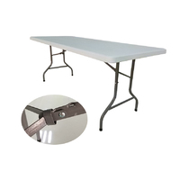 Table de repas rectangulaire pliable en plastique HDPE de 6 pieds, portable, pour événements en plein air dans la cour