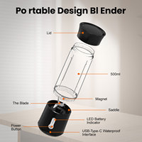 Licuadora Portátil Eléctrica de Mano de 500 ml para Viajes y Actividades al Aire Libre, Carga USB, 6 Cuchillas, Vaso para Licuados, Exprimidor de Frutas Prensado en Frío