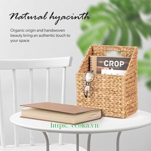 Panier de rangement multifonction en jacinthe d'eau tressée écologique vietnamienne et bac organisateur de placard pour la décoration intérieure - Product Image 6