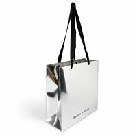 Sacs en papier argenté personnalisés de luxe avec impression sérigraphique, sacs d'emballage pour vêtements, chaussures, sous-vêtements, cadeaux, marque personnalisée