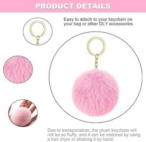 Keychains Fuzzy Ball Keyring Thank You Gifts for Girls DIY 8cm Faux Fur Balls Bag Pendant House Key Women Mother's Day Gifts - Product Image 3