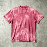 T-shirt décontracté streetwear en coton épais, effet vieilli, lavage vintage, brossé et poncé, coupe oversize à épaules tombantes