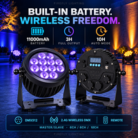 Projecteur LED sans fil 12x18W 6-en-1 RGBWA+UV 2.4G DMX512 sans fil pour éclairage de scène et d'événements