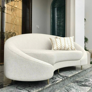 <b>Modern</b> Curved Acacia Fabric Eco-Friendly Two Seat <b>Sofa</b> <b>Bed</b> with Luxury Wood Frame for Hotel & Villa Living Room Furniture - Product Image 1