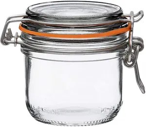 Tarro de vidrio de 8 oz para almacenamiento de alimentos, tarro de vidrio de alta calidad con cierre con bisagras