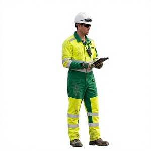 Overol de Alta Visibilidad Reflectante, Impermeable y Antibacteriano, Unisex, de Algodón/Poliéster, Uniforme de Trabajo de Alta Visibilidad, Amarillo Verde - Product Image 1