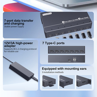 Sipolar A-173C Hub USB C 3.0 de 7 Puertos con Adaptador de Corriente, Estación de Carga Rápida para Teléfonos