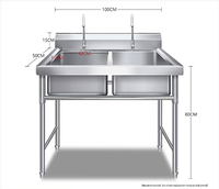Évier de lavage double concave en acier inoxydable commercial pour restaurant et cantine, évier de cuisine pour le lavage des mains
