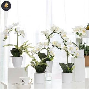 M069 ขายส่ง<span class=keywords><strong>Dendrobium</strong></span> Cattleyaกล้วยไม้พืชผ้าไหมที่เก็บรักษาไว้สีขาวPhalaenopsisกล้วยไม้หม้อประดิษฐ์กล้วยไม้ในหม้อ - Product Image 2