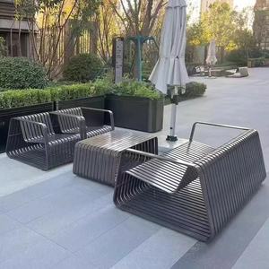 Conjunto de Sofás Modernos para Exteriores, de Aleación de Aluminio, Móviles, Resistentes a la Lluvia y al Sol, con Mesa de Centro de Diseño, para Patio o Villa - Product Image 3