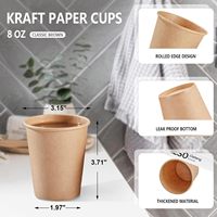 Tasses à café en papier kraft à mur unique biodégradables et écologiques jetables pour boissons chaudes et glacées