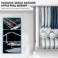 Panier coulissant double couche en acier inoxydable 304, multifonction, avec amortissement silencieux, pour tiroir de cuisine, organisateur de placard moderne, ustensiles de cuisine