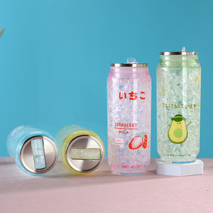 Zhen Ai Ice Crushed Can Water Bottle 500Ml Bpa Free Double Layer Plastic Drinkware For Travel And Gift - Product Image 4