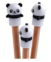 Tapa de Lápiz/Bolígrafo de PVC con Diseño de Panda de Dibujos Animados, Ecológica, Creativa, de Pegamento Suave, para Estudiantes de Primaria y Jardín de Infancia