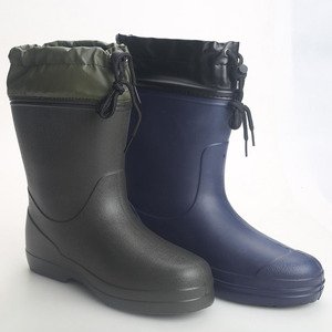 Bottes <span class=keywords><strong>de</strong></span> <span class=keywords><strong>pluie</strong></span> OEM en mousse EVA mi-mollet pour femmes, doublure en fourrure imperméable et résistante à l'huile, corde <span class=keywords><strong>de</strong></span> tirage légère pour la pêche et la chasse en été - Product Image 3