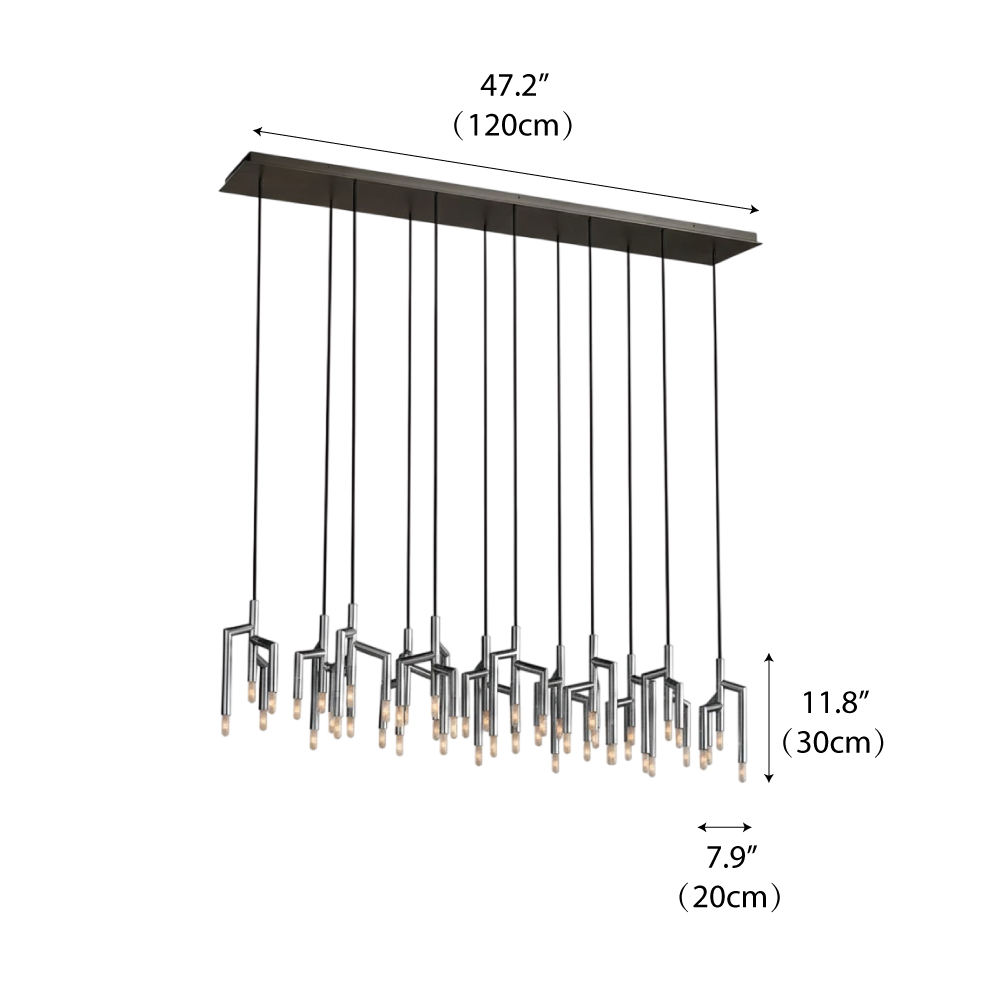 Chrome Longue Canopée 12 têtes L 47,2"