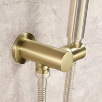 Ensemble de douche à main haute pression WEIHAO en or brossé avec support, tuyau et base circulaire pour salle de bain