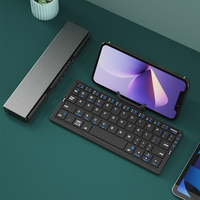 BOW HB199 Keyboard lipat Mini, papan ketik lipat Bluetooth nirkabel Ultra tipis dapat dilipat dengan braket tersembunyi