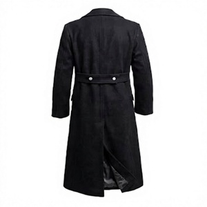 Black <b>Long</b> <b>Men's</b> Historical Greatcoat Double Breasted Overcoat Formal Outerwear for <b>Winter</b> - Product Image 2