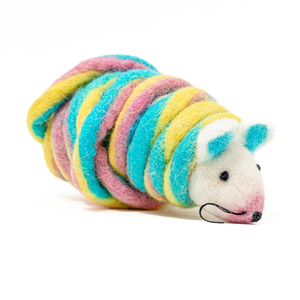 Juguete <span class=keywords><strong>de</strong></span> fieltro <span class=keywords><strong>de</strong></span> lana colorido para gatos, con cola en espiral hecha a mano, suave y duradero, perfecto para perseguir y tirar. - Product Image 3