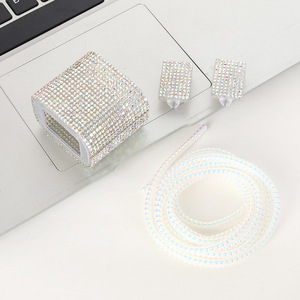 IPhone 18W/20W 용 한 세트 럭셔리 다이아몬드 케이블 프로텍터 오리지널 충전기 보호 커버 나선형 데이터 라인 와인더 보호 - Product Image 3