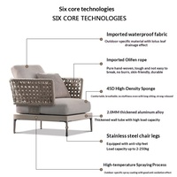 Ensemble de canapés en rotin tressé imperméable haut de gamme pour cour, balcon, patio, villa, hôtel