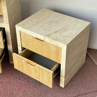 Table d'appoint en marbre travertin avec tiroir, table de chevet moderne pour salon, chambre à coucher, salle à manger, écologique et durable