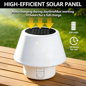 Solar <b>Table</b> Lamp Outdoor Indoor Portable Camping Mushroom Lamp LED 4 Modes IP66 Waterproof Patio Garden Bedroom Yard Restaurant - Product Image 3