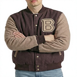 Chaqueta Varsity Unisex Marrón, Exterior de Lana/Viscosa, Forro de Poliéster/Algodón, Forro Polar, Estampado Digital, Ropa Casual de Invierno, Corte Regular - Product Image 2