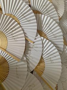 Glossy Custom Printed Bamboo Hand Fans Plastic Crafts with Logo for Women and Men - Product Image 4