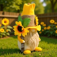 Décoration de Poupée Gnome Abeille du Festival des Abeilles, Poupée Nain Abeille Tournesol, Décoration Rigide Printemps Été Automne